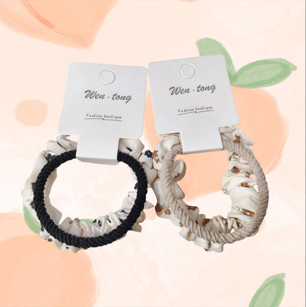 Fashionable and high-end country fabric hair bands, high-elasticity spotted checkered hair ties, simple style, fluffy and elegant hair ties