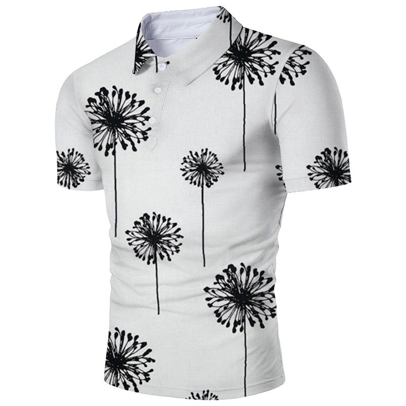 2024 New European and American men's polo shirt 3D digital printed lapel short-sleeved T-shirt for men, fresh and casual polo men