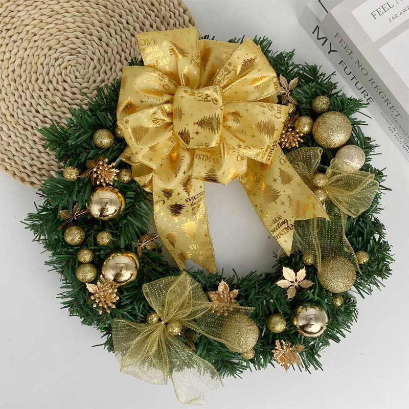The New Christmas Wreath Decorations Door Decoration Hotel Restaurant Simulation Teng Strip Christmas Wreath Shopping Mall Facade Decoration Batch Specification drawing