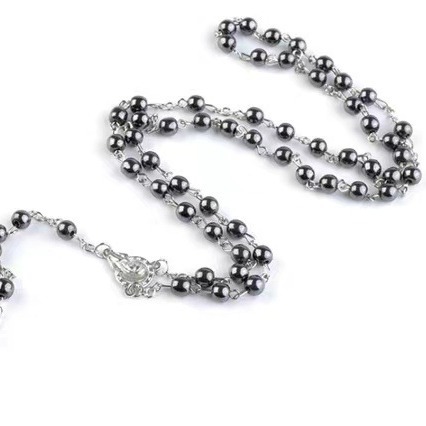 Prayer bead necklace with 59 cross pins and stone beads, exported from Europe and America to Italy for foreign trade details Picture