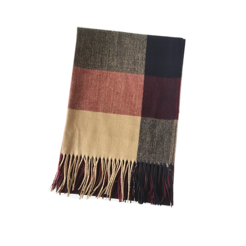 Winter New Imitation Cashmere Scarf Women Plaid Scarf Foreign Trade Warm Thick Shawl Amazon Cross-Border Scarf Men Item Picture