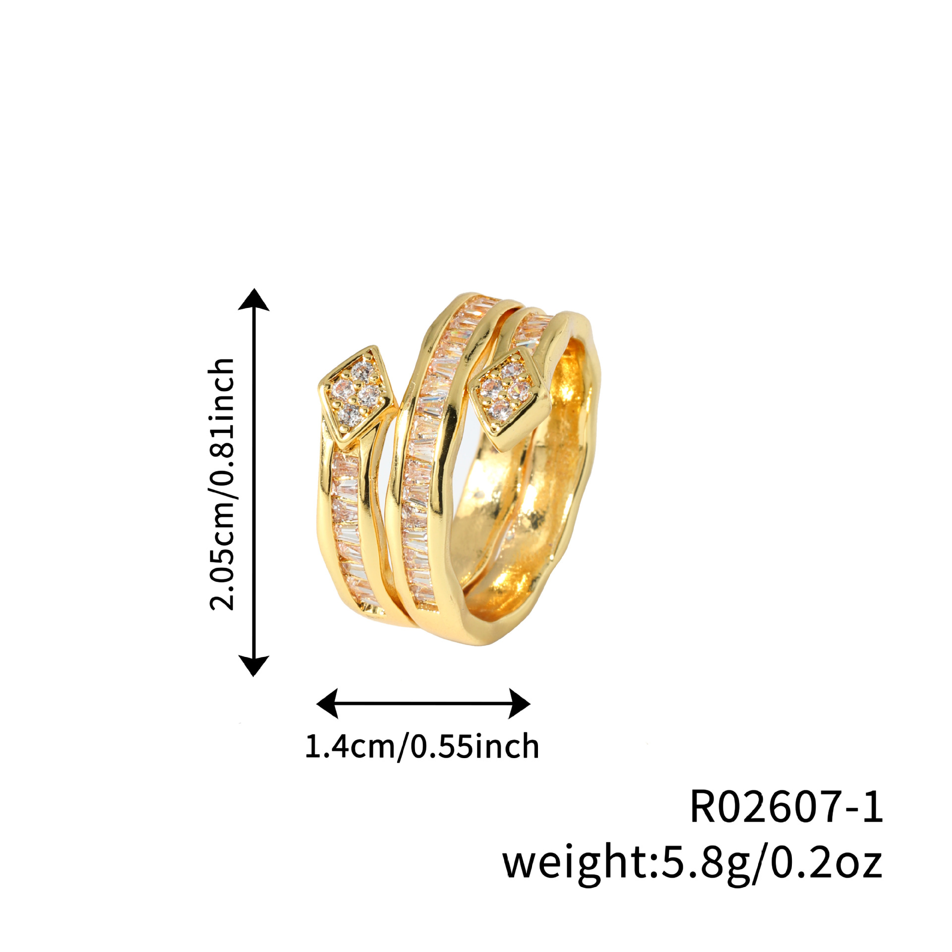 Kashi's new autumn European and American fashion multi-layered high-end design ring is a unique and versatile copper and zirconium ring accessory Item Picture