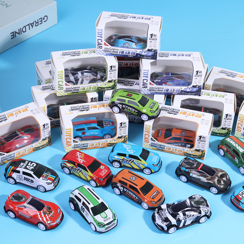Mini alloy car box, rebound car, children's toy car model, durable baby inertia car, kindergarten small