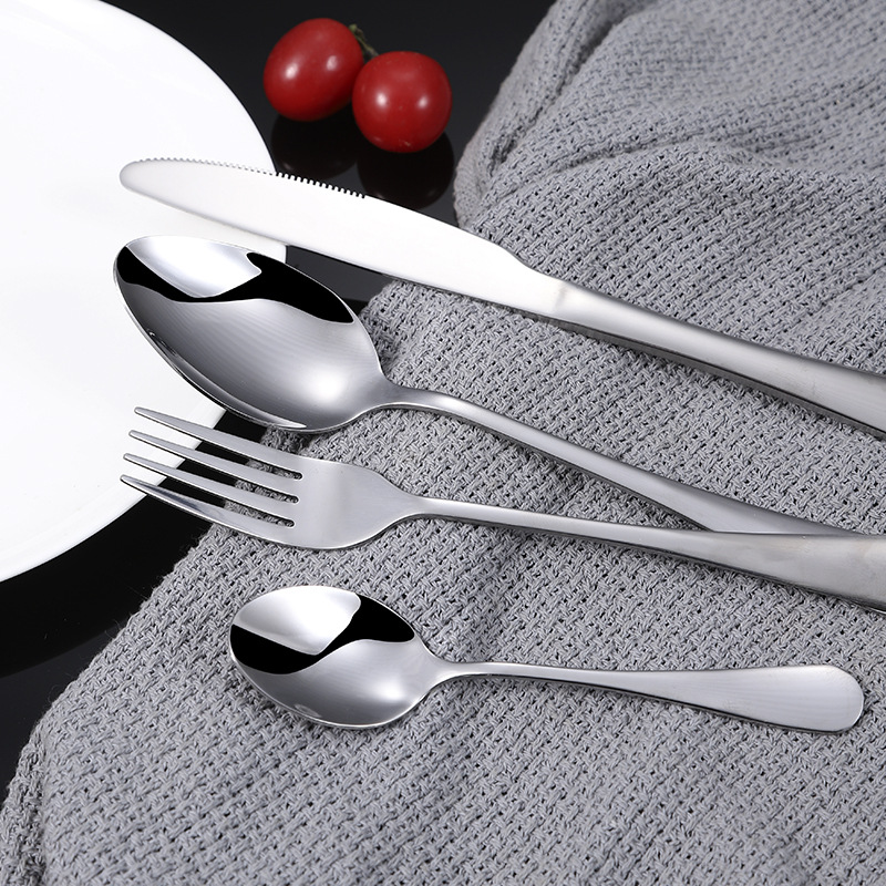 【 Free Sample 】 Thick 1010 Stainless Steel Tableware Spoon Set Hotel Steak Knife Fork Spoon Long Handle Fork Specification drawing