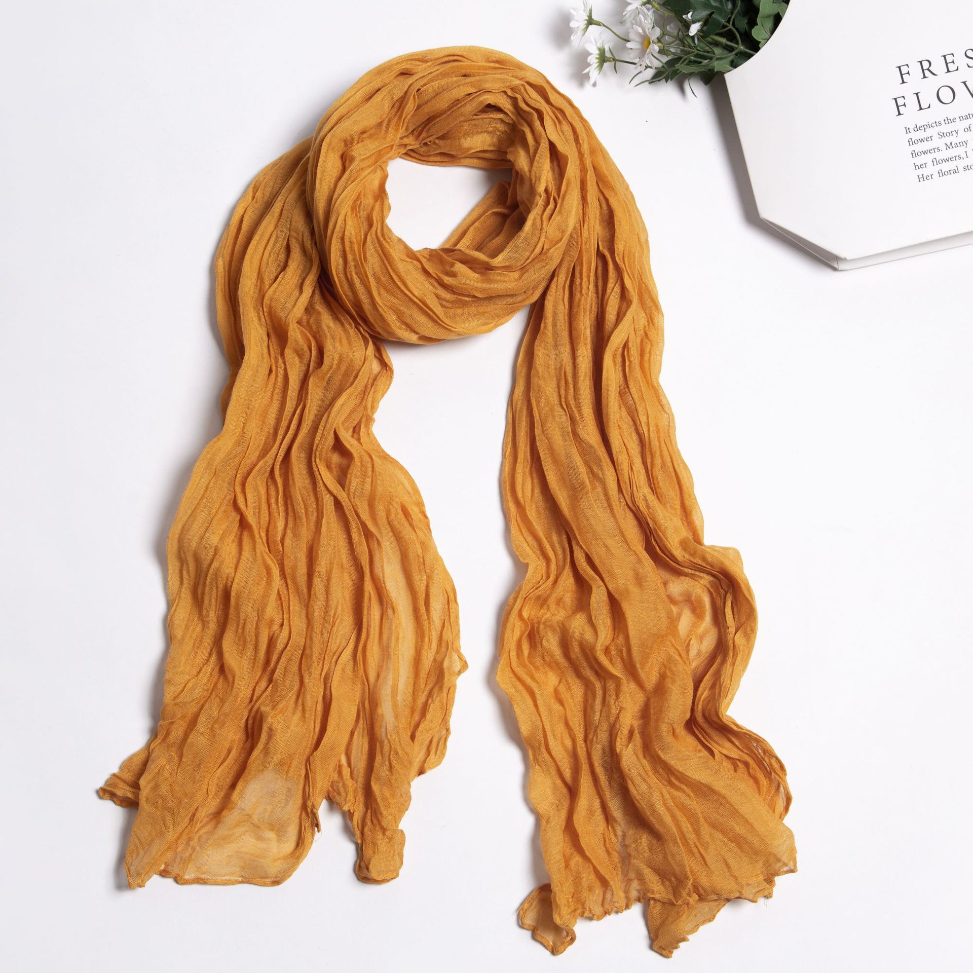 Foreign Trade Twist Scarf Candy Color Crinkle All Match Gift Shawls Ladies Scarf