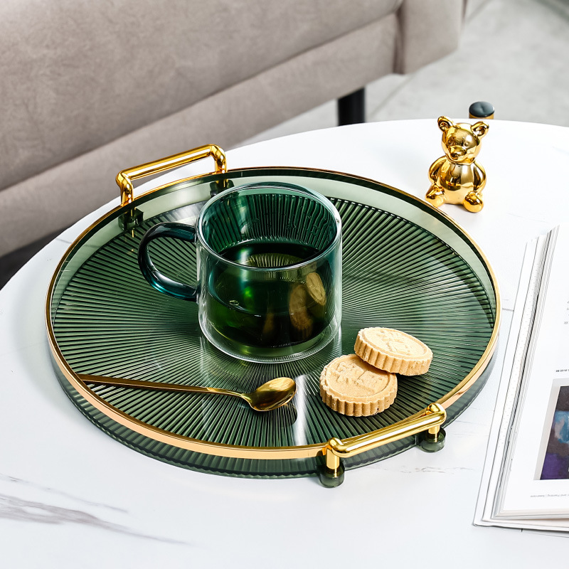 Light Luxury Phnom Penh Round Plastic Tray Household Water Cup Teacup Storage Tray Beauty Salon Commercial Tea Cup Tray Specification drawing