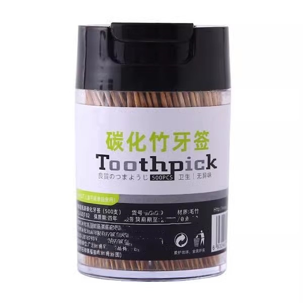 碳化竹子环保竹牙签家用水果签双头一次性500支便捷剔牙竹签罐装详情图5