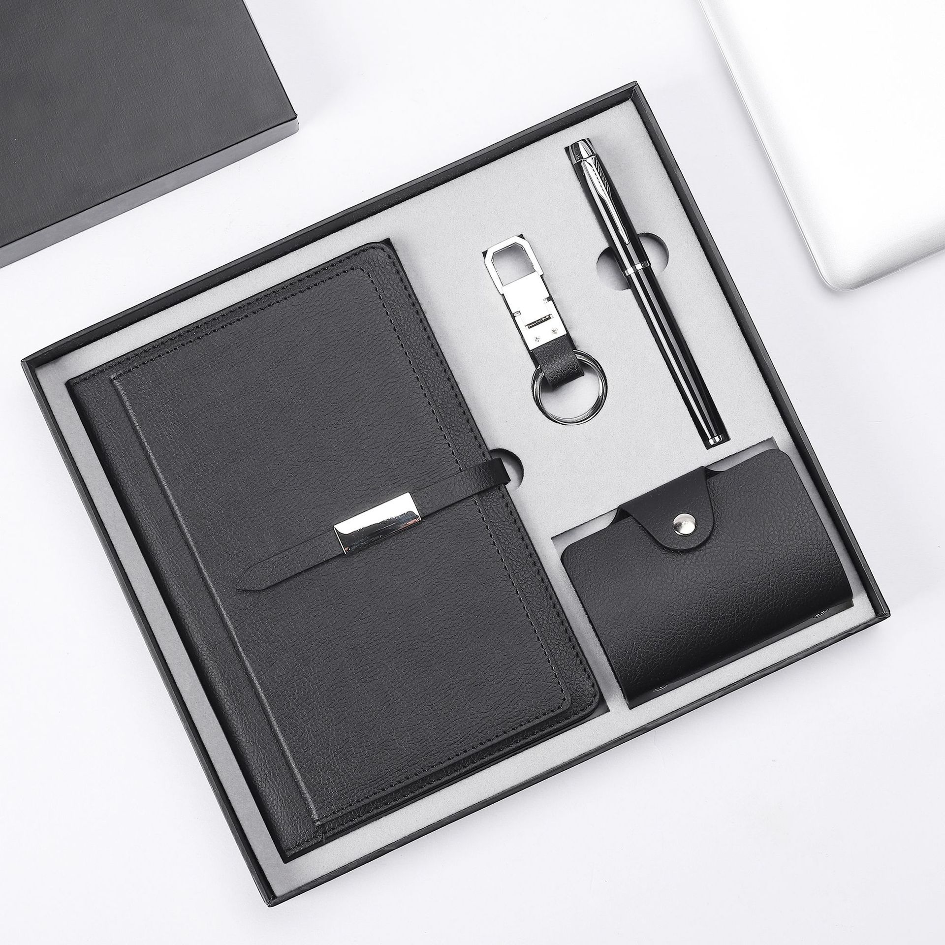 Business cultural and creative gifts, notebook sets, card cases, notepads, keychains, four-piece sets, company and bank embossed logos pic 12