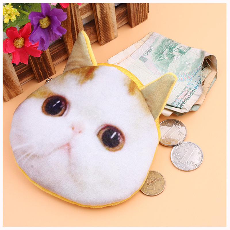Harajuku cat and dog coin purse, coin bag, card bag, clutch bag, cat head and dog head small purse, cute animal bag Specification image
