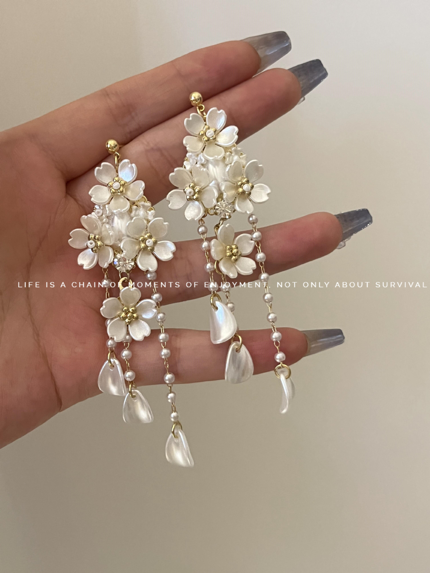 Super Fairy Flower Tassel Earrings Niche Design Sense Of Advanced Gentle Fairy Air Light Luxury Temperament New Earrings Drop Silver Needle