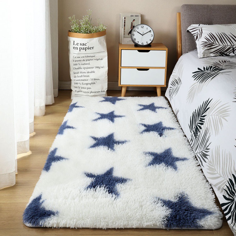 Foreign Trade Woolly Carpet Floor Mat Living Room Silk Blanket Tie-Dyed Long Hair Bedroom Whole Bed Side Carpet Plain Carpet Floor Mat Wholesale details Picture