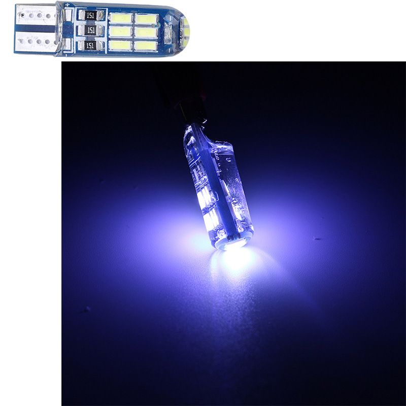 Automotive LED width indicator light T10 4014 15SMD silicone high-brightness width indicator light License plate light, universal automotive headlight Application Scenario