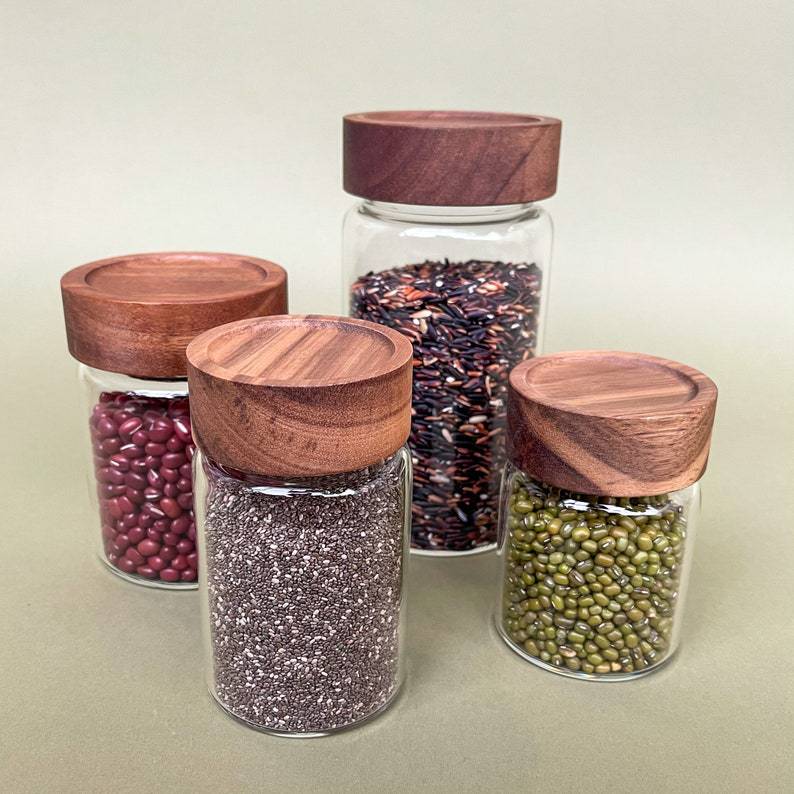 螺旋口相思木盖 高鹏玻璃密封罐茶叶储物罐盖子 复古木盖 螺纹盖