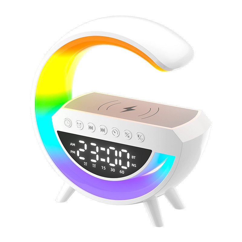 mini3401 mobile phone speaker, Bluetooth G63 wireless charging, Bluetooth speaker, three-in-one alarm clock, ambient light Item Picture