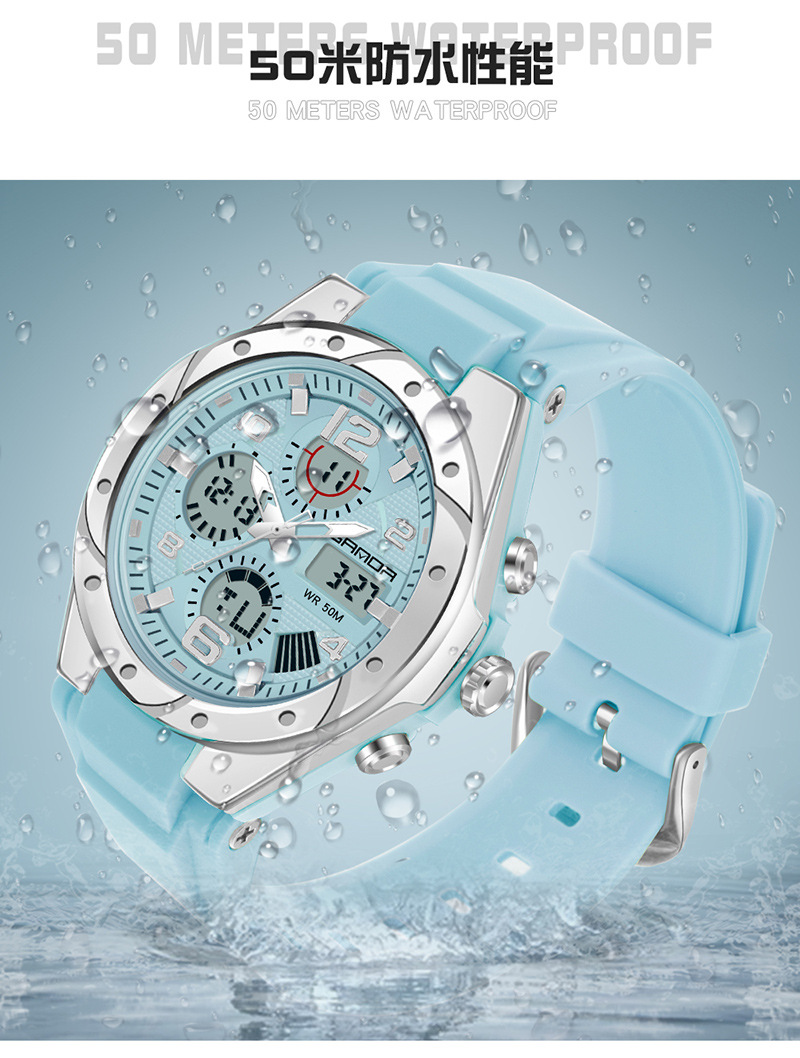 青少年女士手表学生潮流初中高中儿童运动夜光防水多功能电子女表详情22