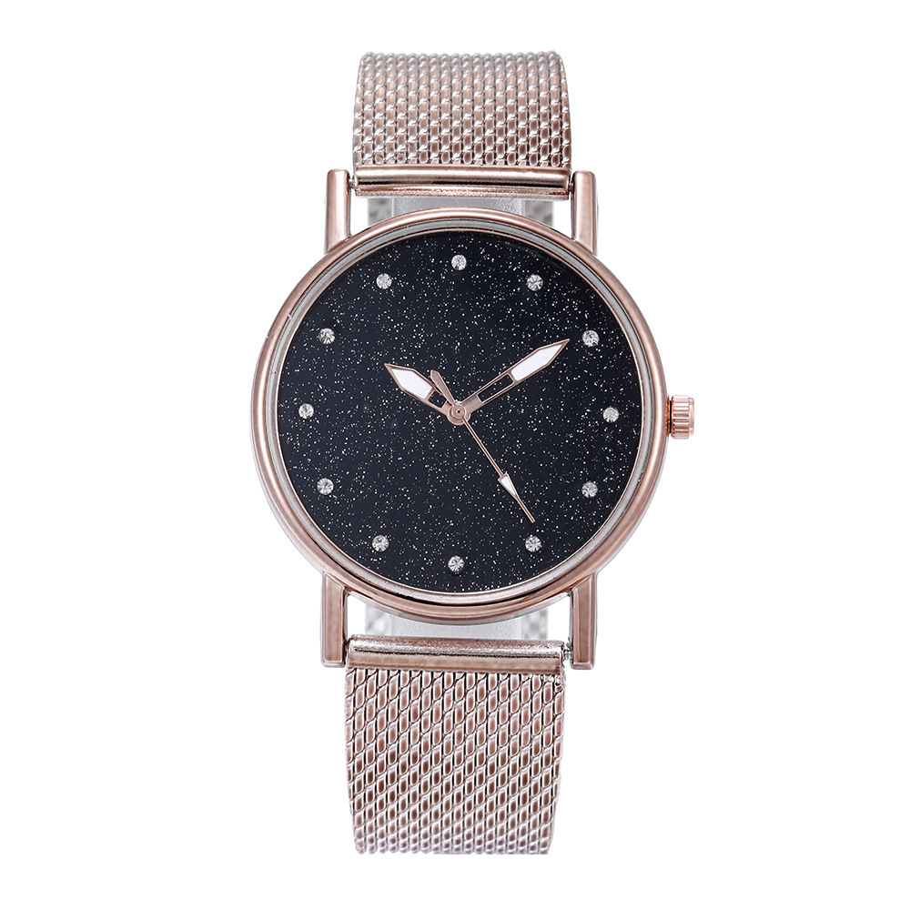 New cross-border women's watch, Douyin Internet celebrity diamond-encrusted starry sky mesh strap women's watch manufacturer wholesale Item Picture
