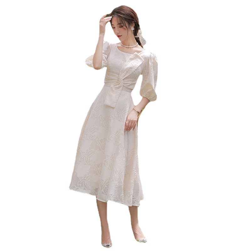 香槟色伴娘服白底实物图