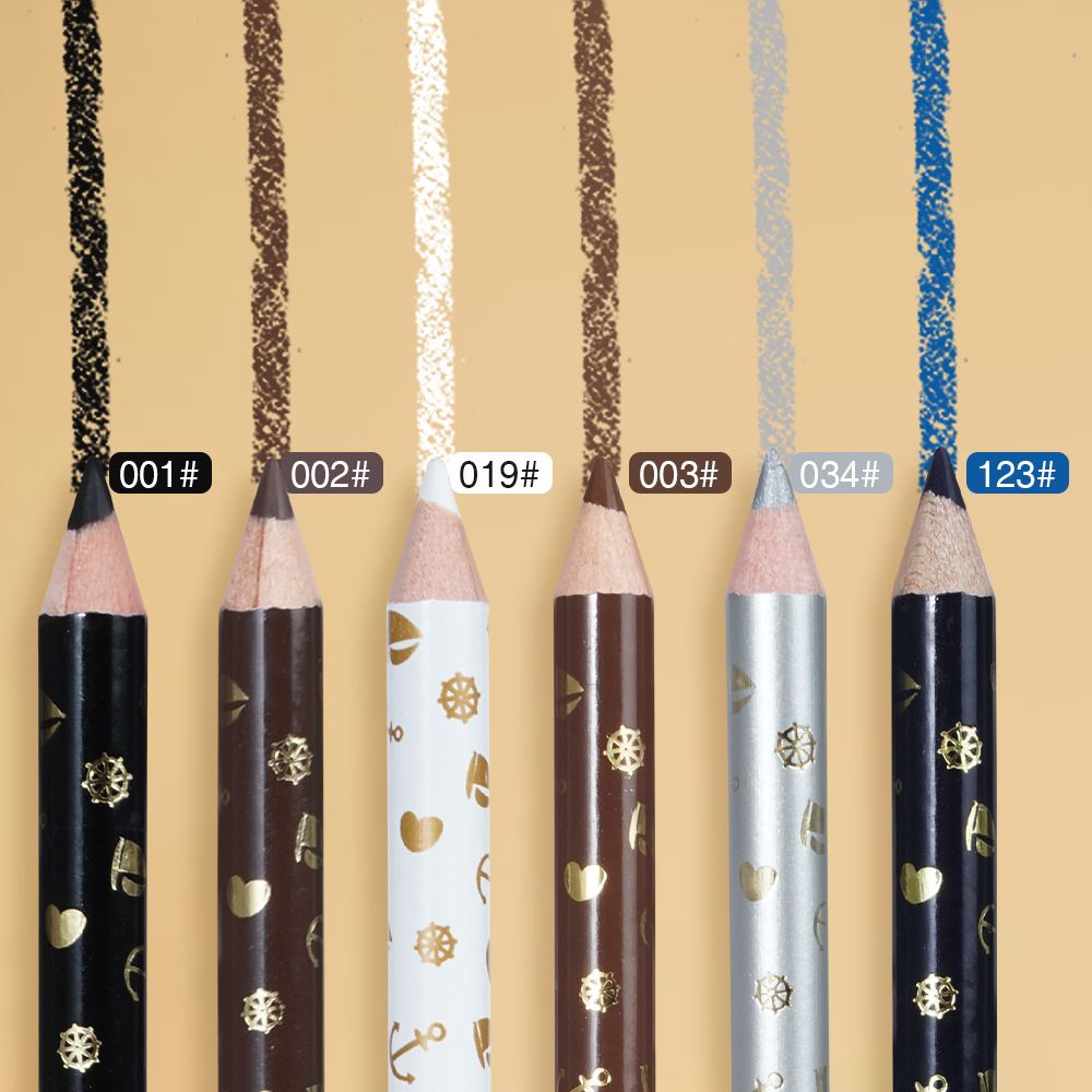 Meinuo Matte Natural Easy Color Lasting Waterproof 13.5Cm Multi-Colored Wooden Pole Hard Head Eyeliner Pencil + Pen Holder Specification drawing