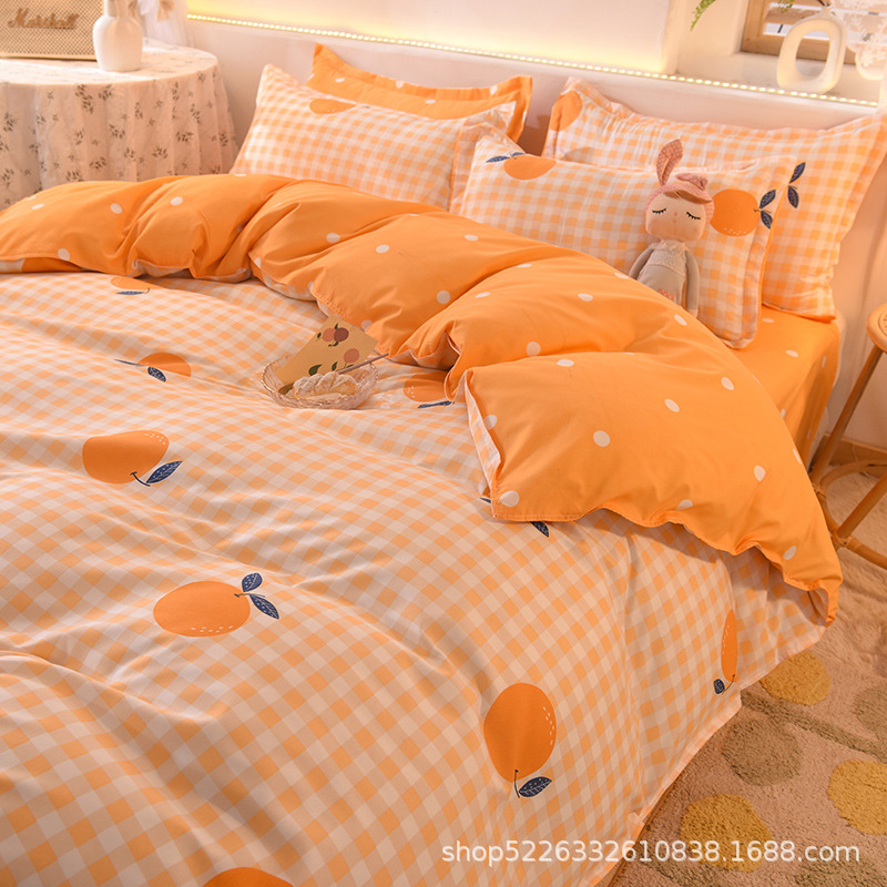 网红大橙子床上用品四件套床单被套三件套图