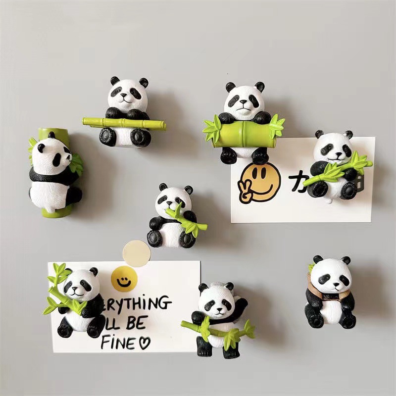 Panda Fridge Magnet 3d Stereoscopic Home Creative Magnetic Decoration Chengdu Tourist Souvenir Panda 8-piece Set Specification image