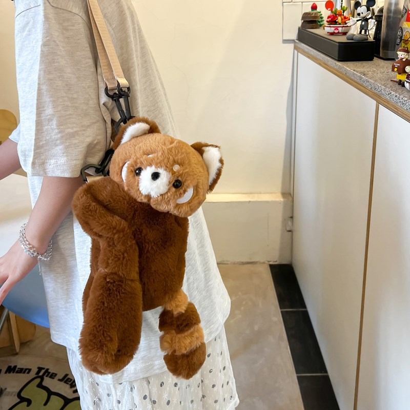 Little Panda Papa Bag Plush toy crossbody Bag 2024 New style personalized backpack for Girls, Cute and soft backpack details Picture