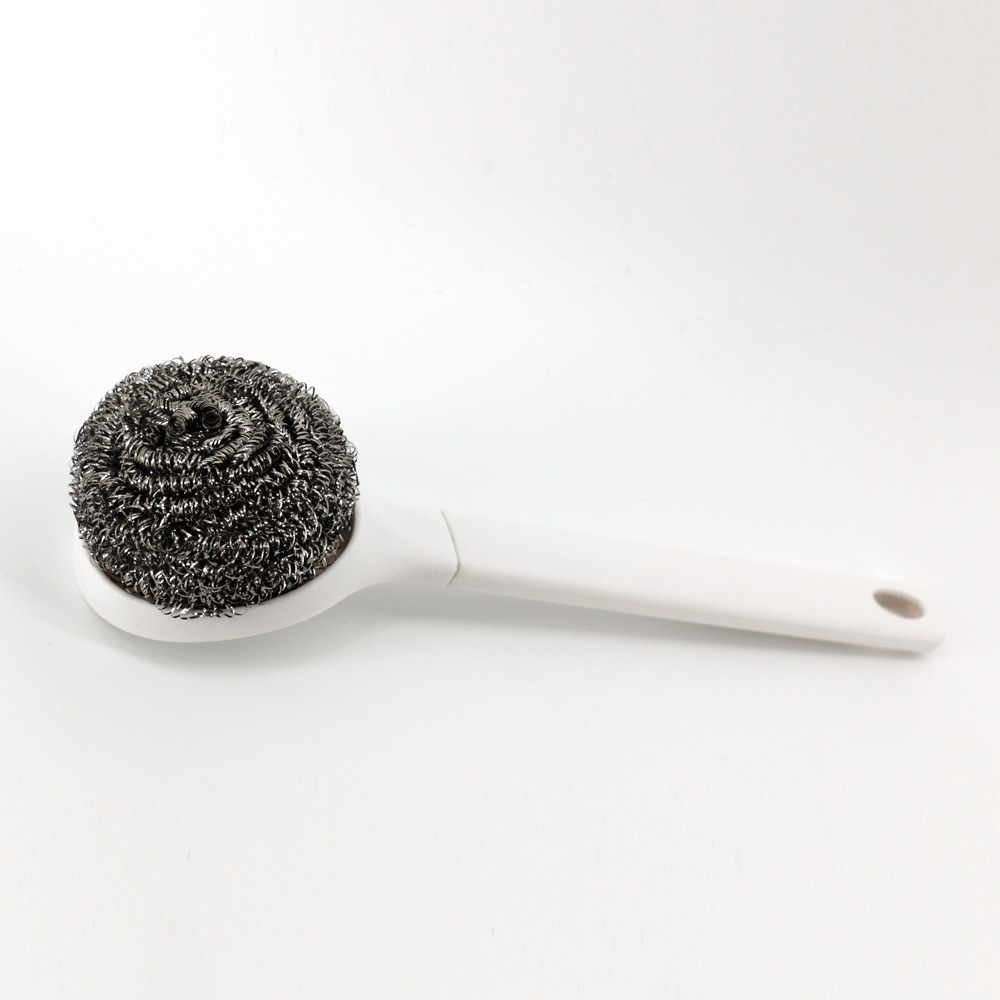 Replaceable long handle dishwashing brush dishwashing brush kitchen household stainless steel wire ball dishwashing pot brush God 0876 full figure