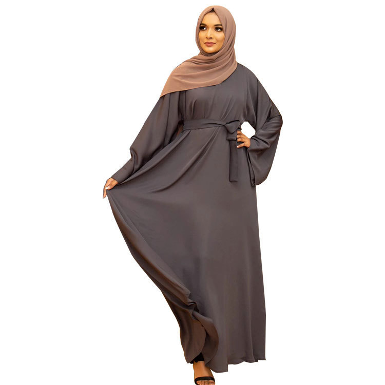 Cross-Border Women's Foreign Trade Amazon Middle East Arab Malay Robes Solid Color Plus-Size Dress Fy124363 Specification drawing