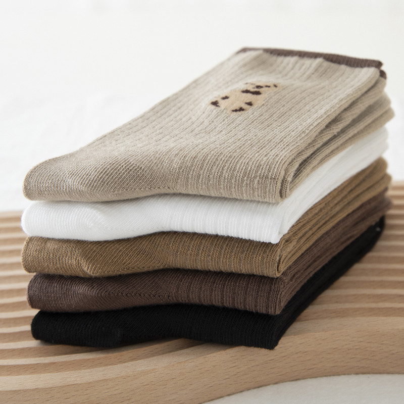Little Bear Socks Women's mid-calf autumn and winter style Cute Japanese style Instagram trendy Korean coffee-colored fashionable pile socks autumn and winter long socks Specification image