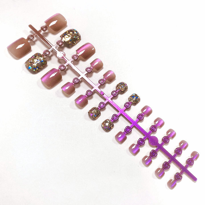 夏天必备24片全号脚趾大亮片预制穿戴甲爆闪成品脚趾甲贴片量大批详情26