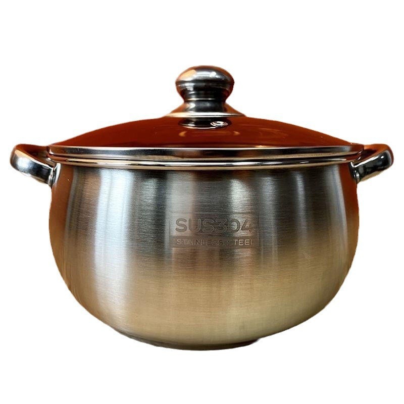 304 stainless steel thickened apple large-capacity soup pot, suitable for making soup and cooking porridge. Household multi-functional pressure cooker, universal Item Picture