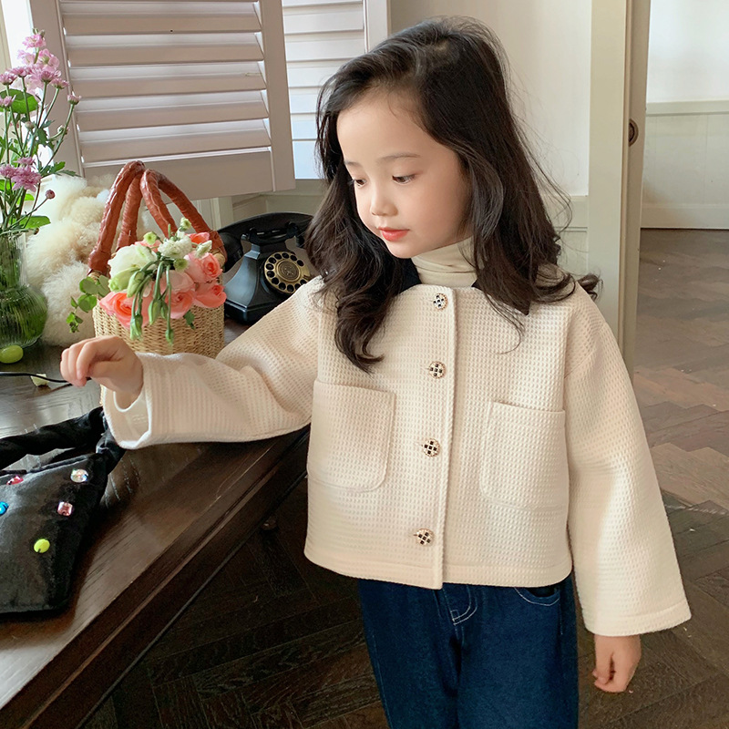 Deer Little Deer Girls' Coat 2022 Autumn New Children's Wear Korean-style chanel-style coat, a sweet and trendy top for girls details Picture