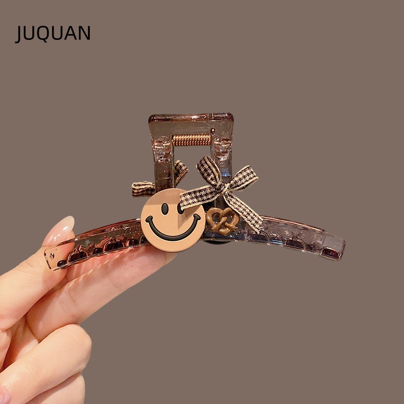Korean-style simple and high-end smiley face grappling clip hair clip, fashionable and versatile, back head updo, shark clip hair clip, hair accessory details Picture