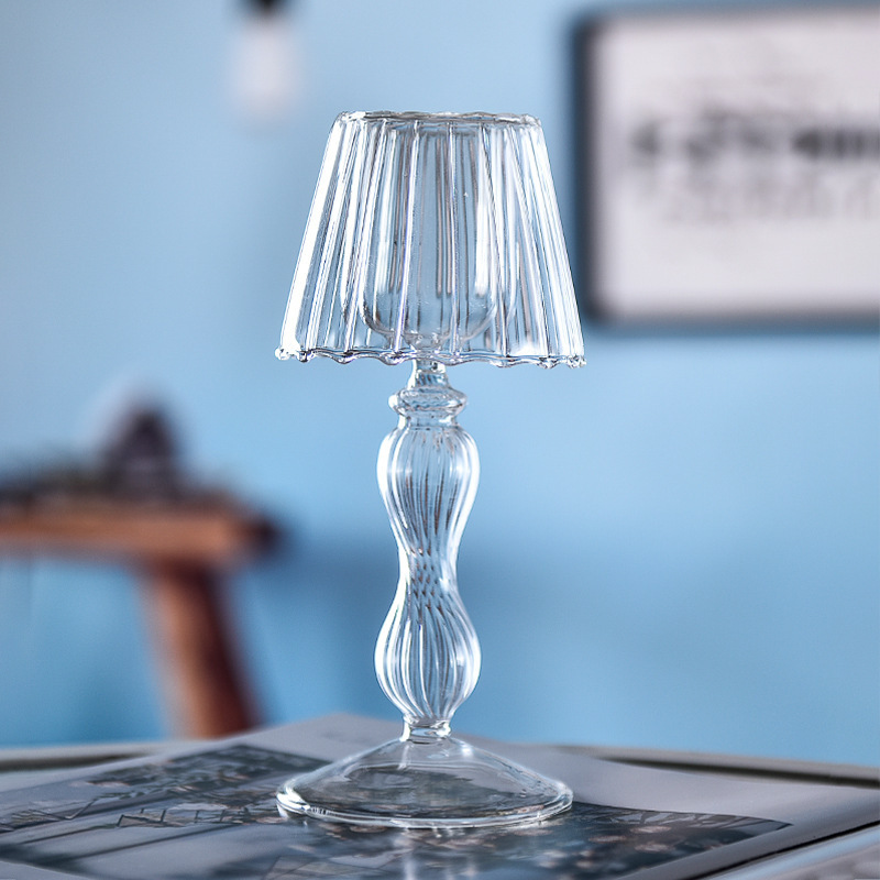 European Transparent Glass Table Lamp Shape Candlestick Wedding Home Creative Decoration details Picture