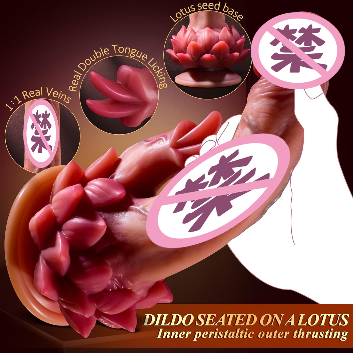 Guanyin Sitting Lotus telescopic remote control gun, women's heating masturbation device, silicone vibration rod, adult sex toys Specification drawing