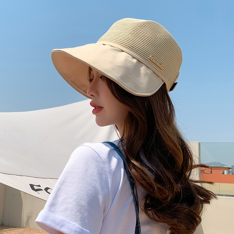 Summer straw hat beach sun hat sunscreen cap children Korean version breathable everything big eaves sun hat equestrian hat