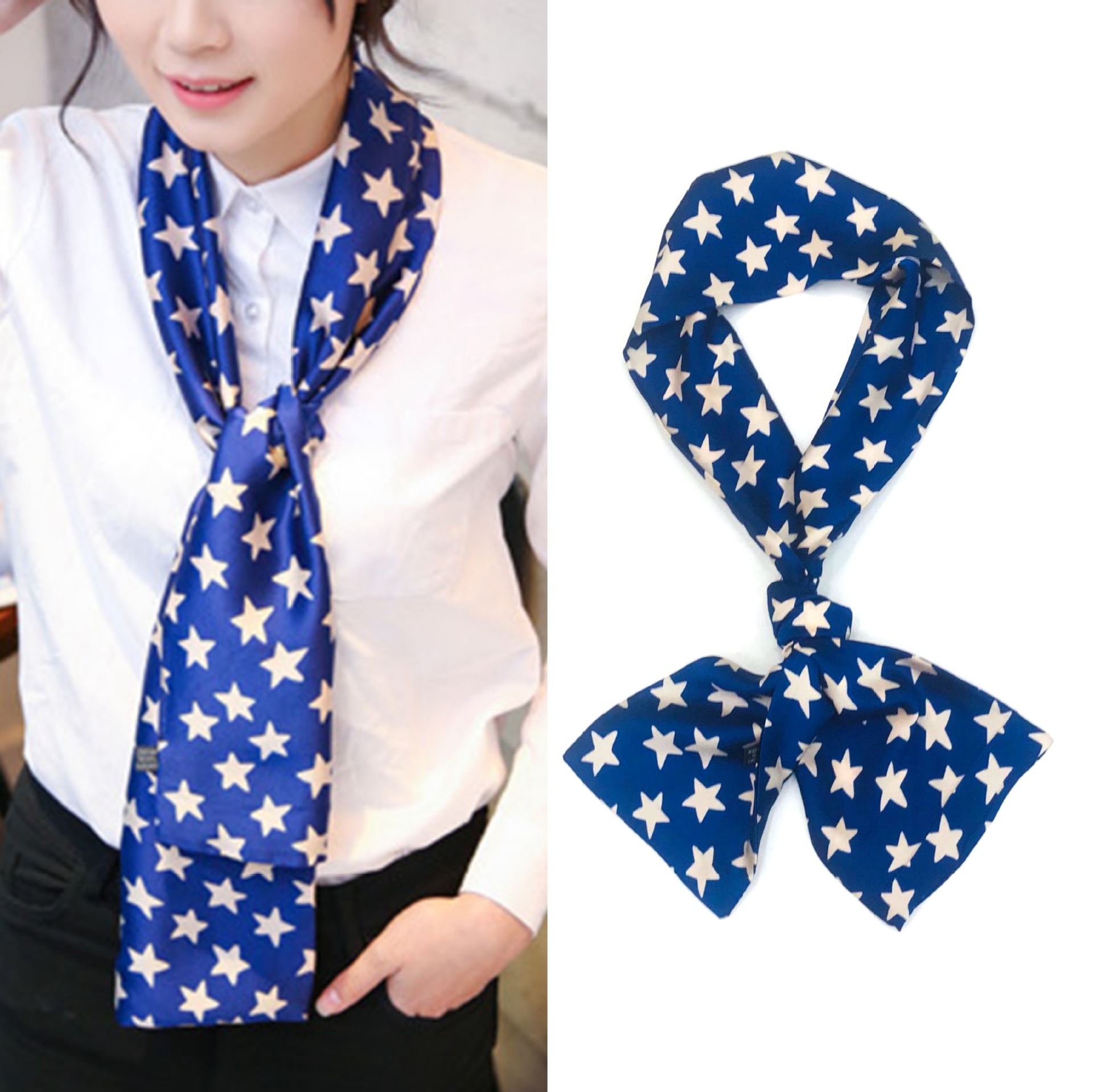 Star With Narrow Scarf Female Streamer Hair Accessories Tie Bag Small Scarf Printed Headband Imitation Silk Long Silk Scarf Wholesale Application Scenario