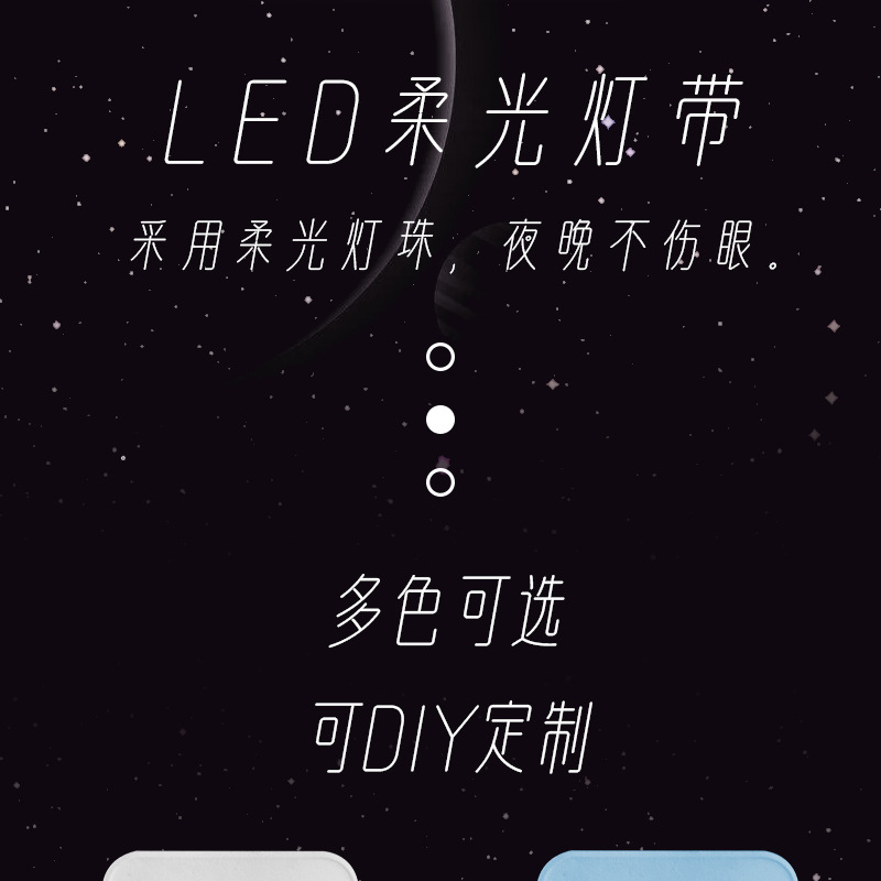 跨境三色灯光LED化妆镜带灯方形皮革便携折叠补光镜化妆镜子带灯详情6