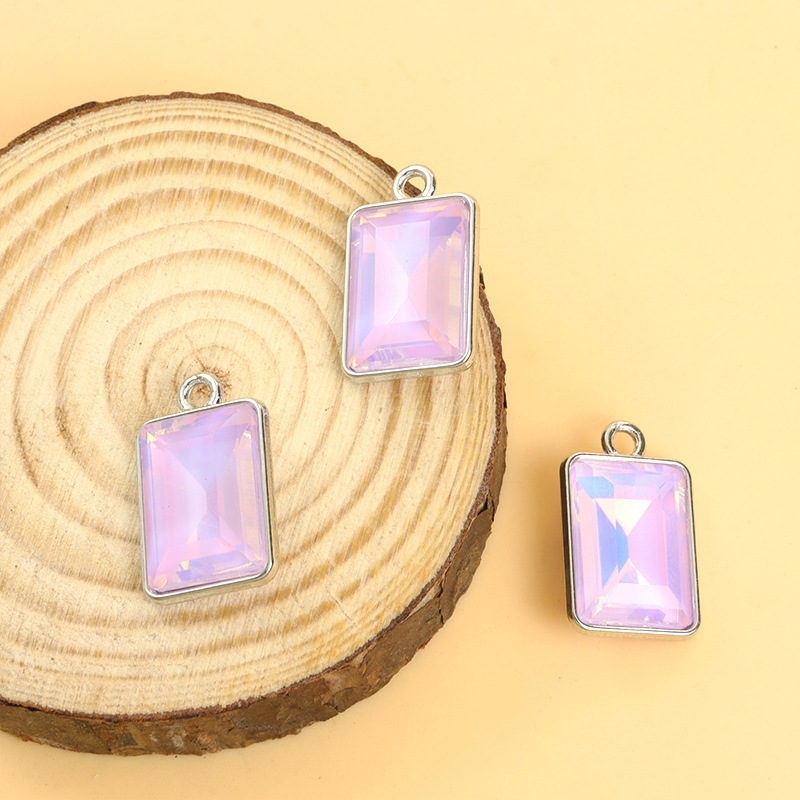 摩卡长方形玻璃水晶合金吊坠 马卡龙DIY饰品配件项链耳饰手链挂件详情9