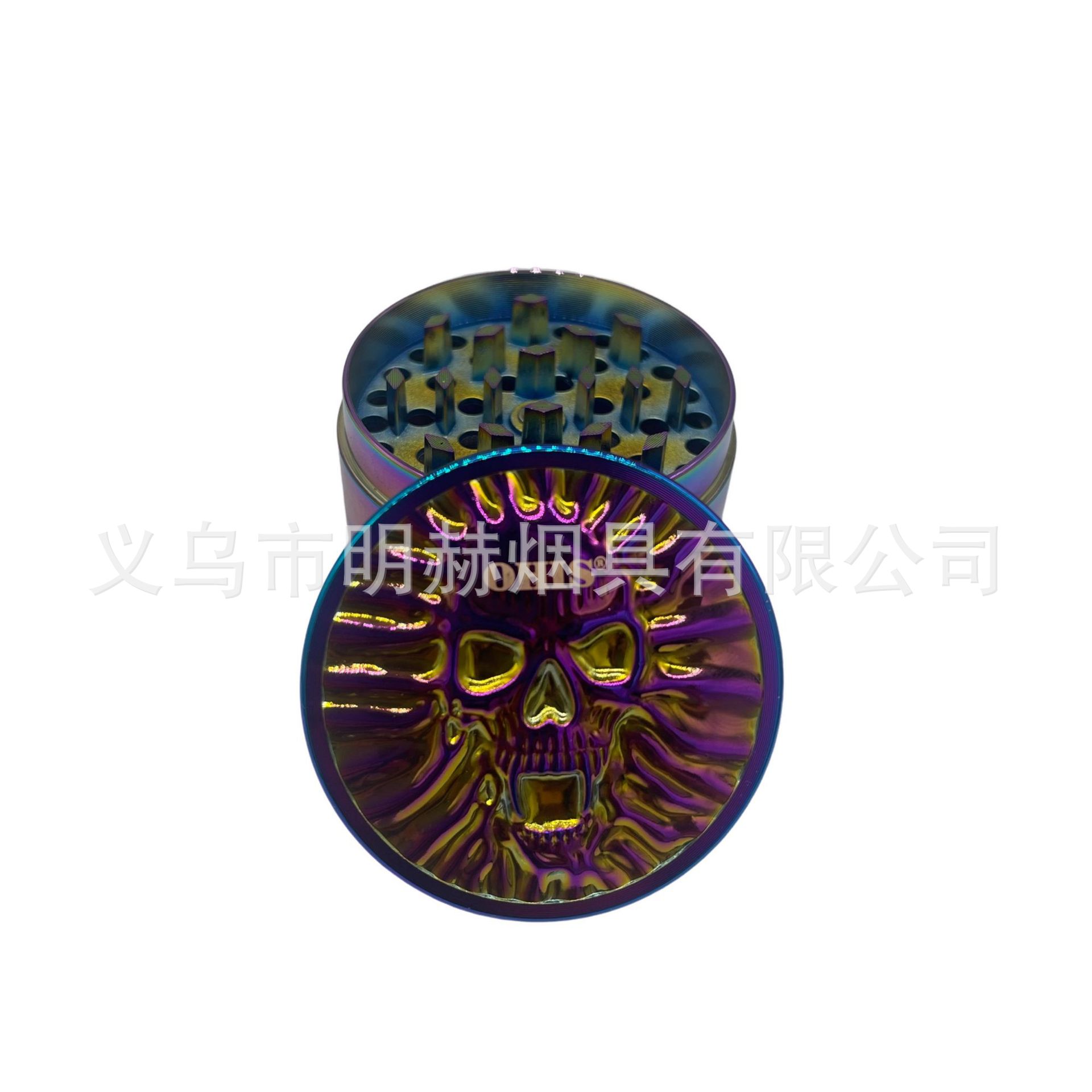 工厂直销 OHIS系列直径50MM炫彩磨烟器骷髅头彩虹色碎烟器grinder