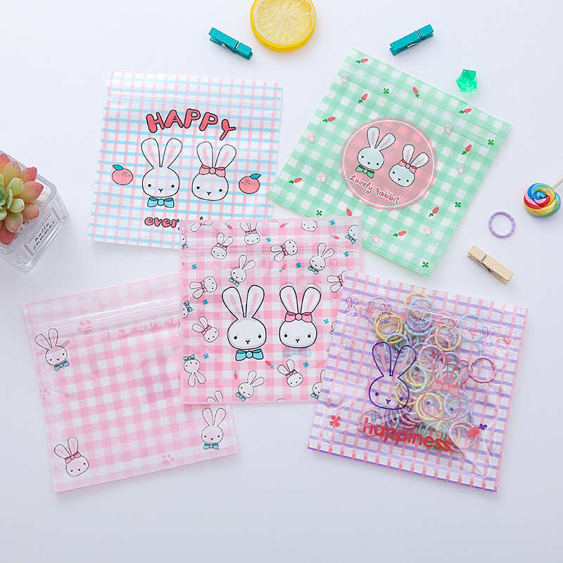 韩国可爱卡通小袋儿童饰品三边自封袋小熊饼干糖果口罩收纳包装袋