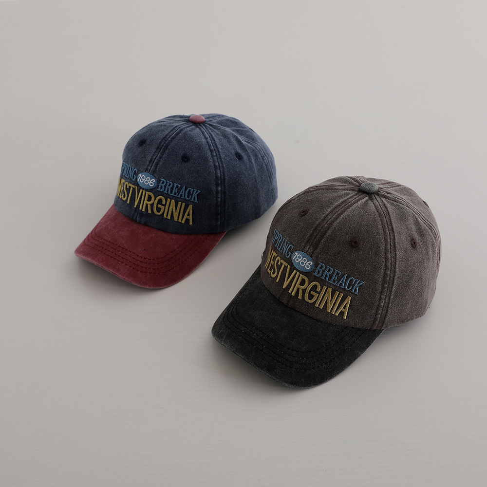 1986.West Embroidered Alphabet Children's Baseball Cap Casual Vintage Washed Baseball Cap For Boys Specification drawing