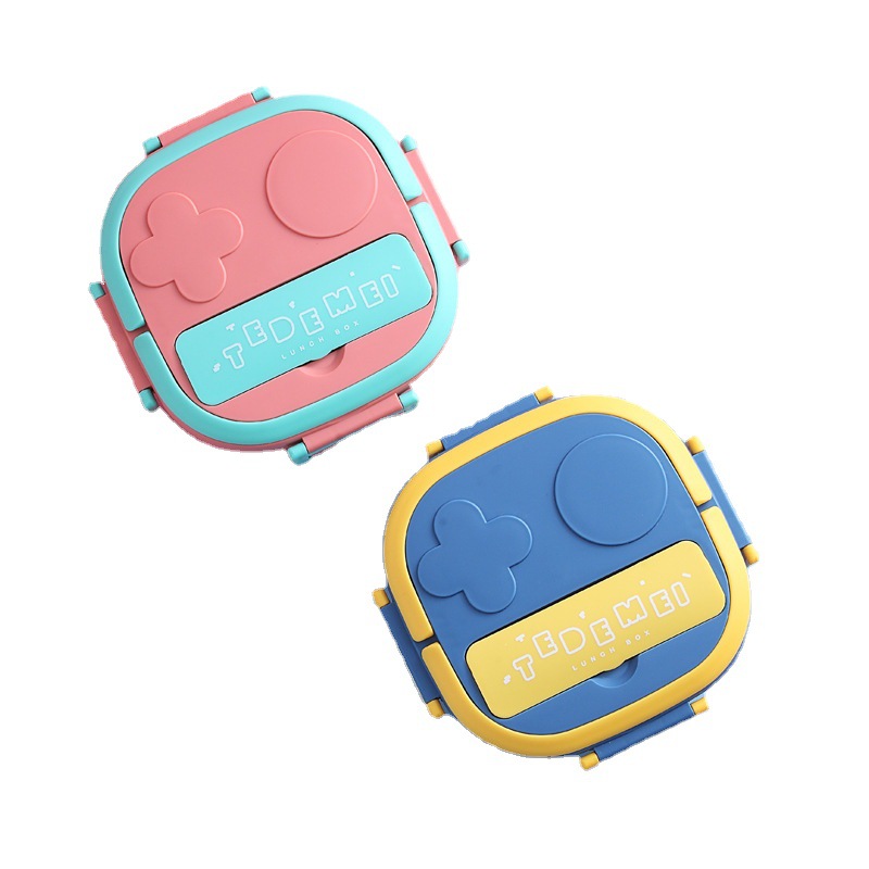 Cross-border children's division stainless steel lunch box lunch box bento box plate spoon tableware convenient cartoon set wholesale Item Picture
