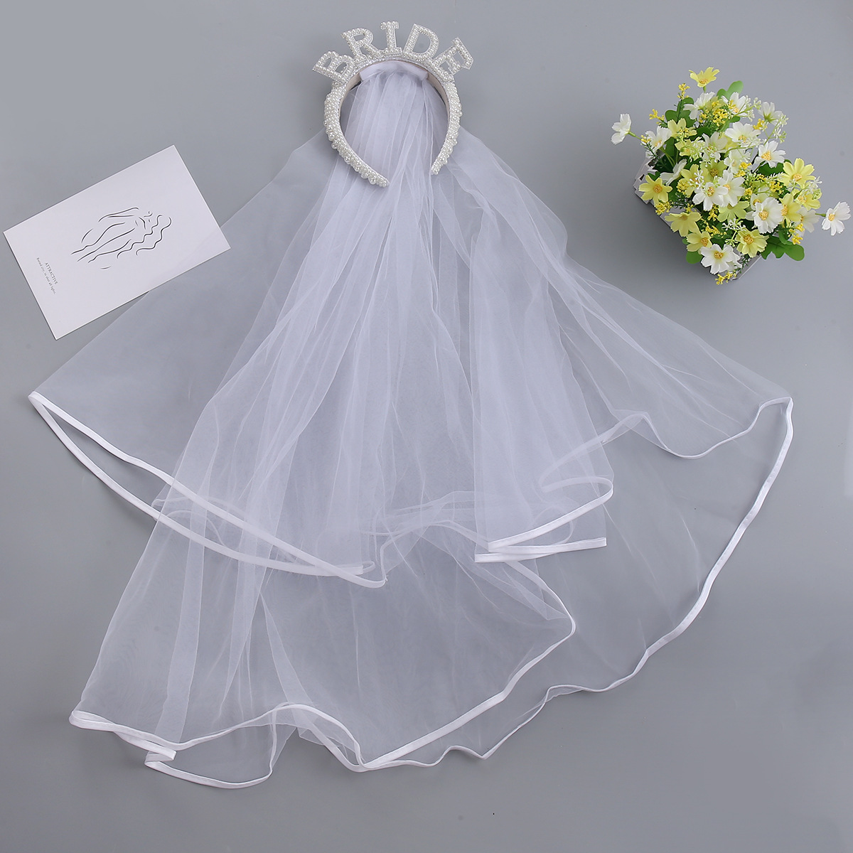 Cross-border pearl and water diamond headband for women, fashionable and simple headband and hair accessory wholesale, white bride photo headband