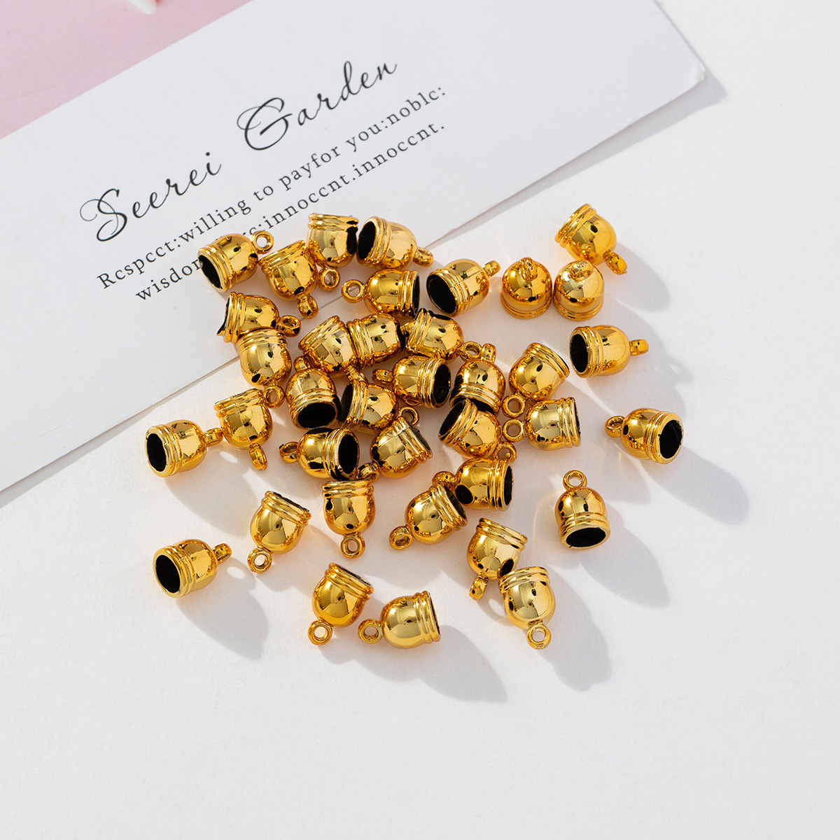 Plastic Uv Electroplated Tassel Cap Cap Semi-Beaded Cap Handmade Diy Accessories Bell Cap 8230 Specification drawing