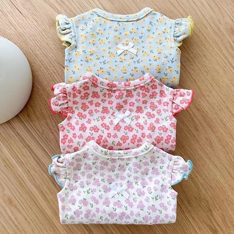 Pet floral flying sleeve vest, summer thin Teddy, Bichon, Pomeranian, small puppy, cat and dog clothes, summer Specification image