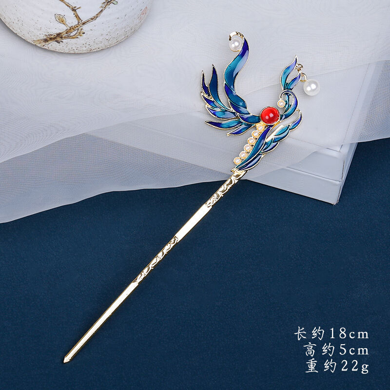 Ancient-style hairpins, cloisonne accessories, simple and versatile daily wear, court hairpins, Hanfu headwear for women, blued hair accessories, hairpins details Picture