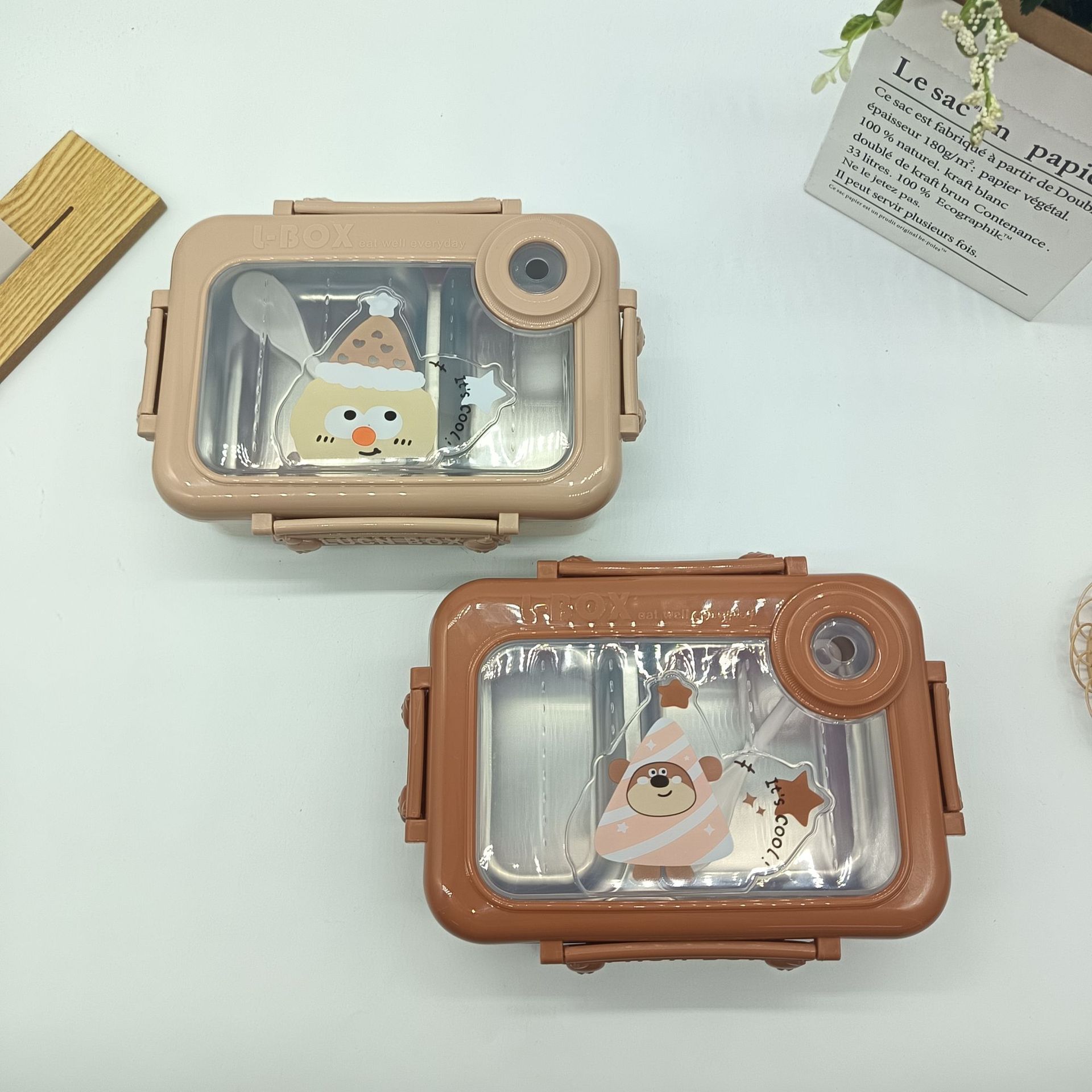 304 stainless steel lunch box with compartments, thickened insulated cartoon fast food box, student and office worker takeout lunch box full figure