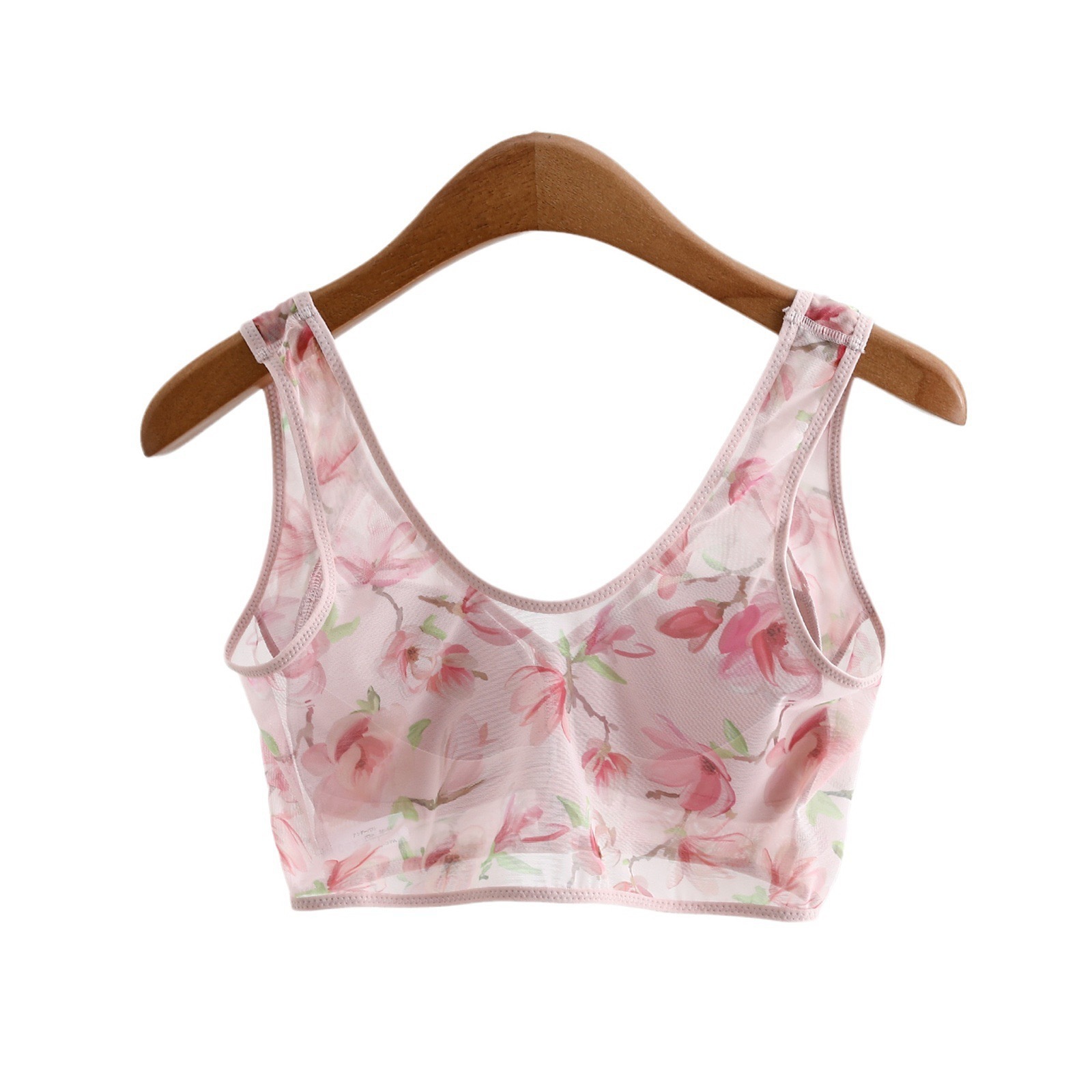 Front Button Plus Bra Vintage Tulip Mesh Push-Up Bra Vest Pullover Sleeping Bra Specification drawing