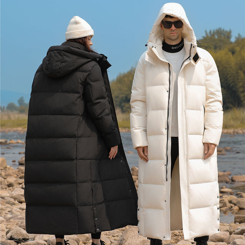Northeast Harbin cold-proof and warm down jacket for women, super thick, Mohe travel equipment, knee-length overcoat coat for men Application Scenario