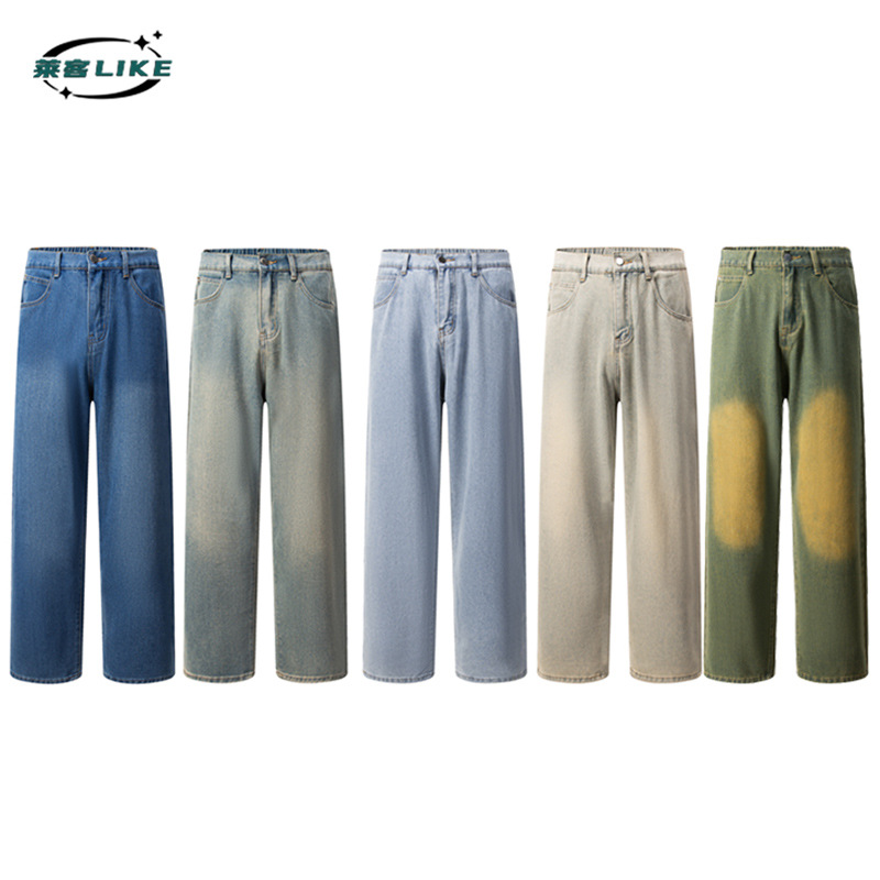 LK Men's Wear: American retro denim pants, street fashion brand straight-leg pants, high-end and cool jeans for men 302 Item Picture
